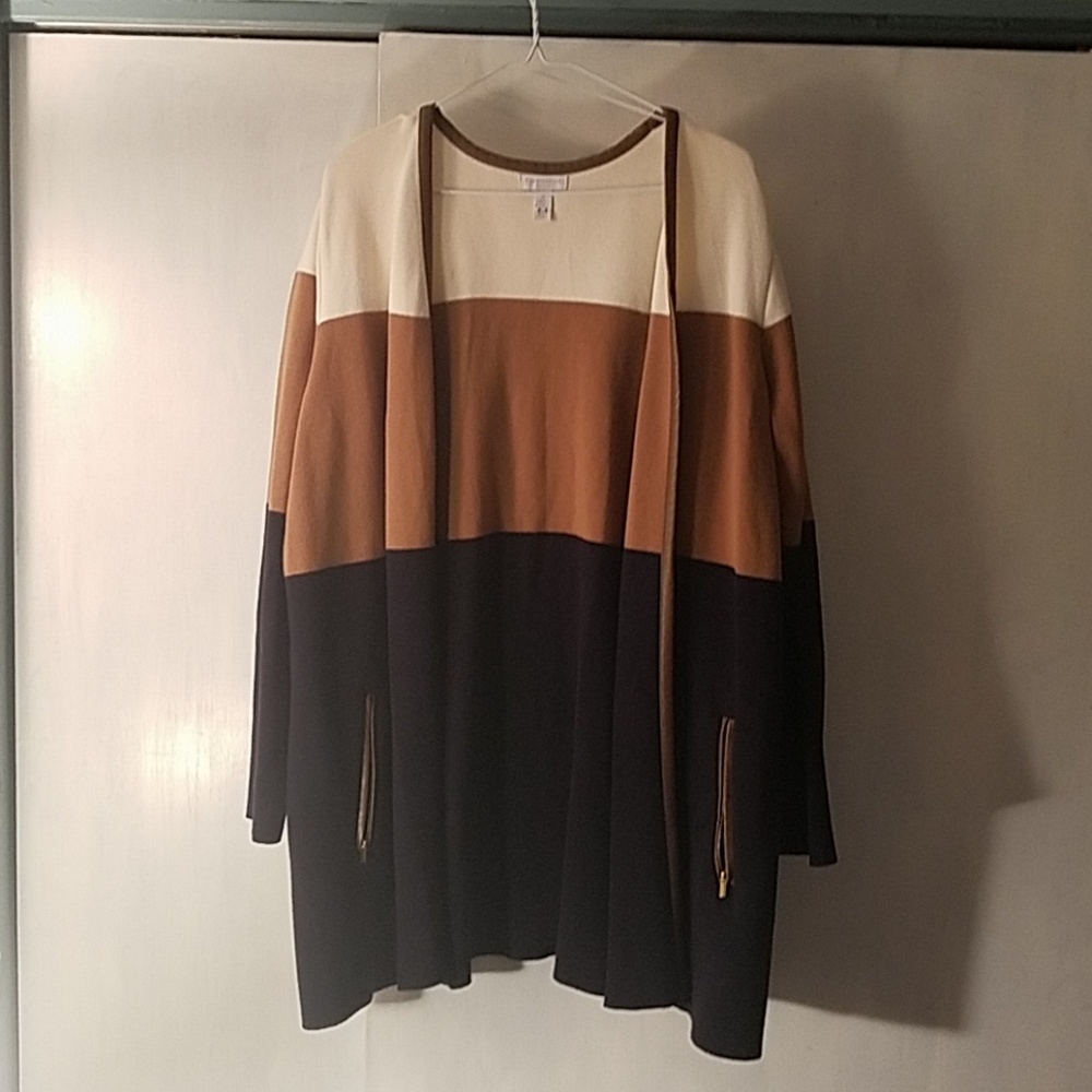 long 100% cotton color block sweater